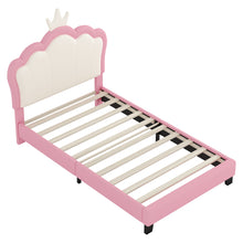 Load image into Gallery viewer, Upholstered Princess Platform Bed With Crown Headboard
