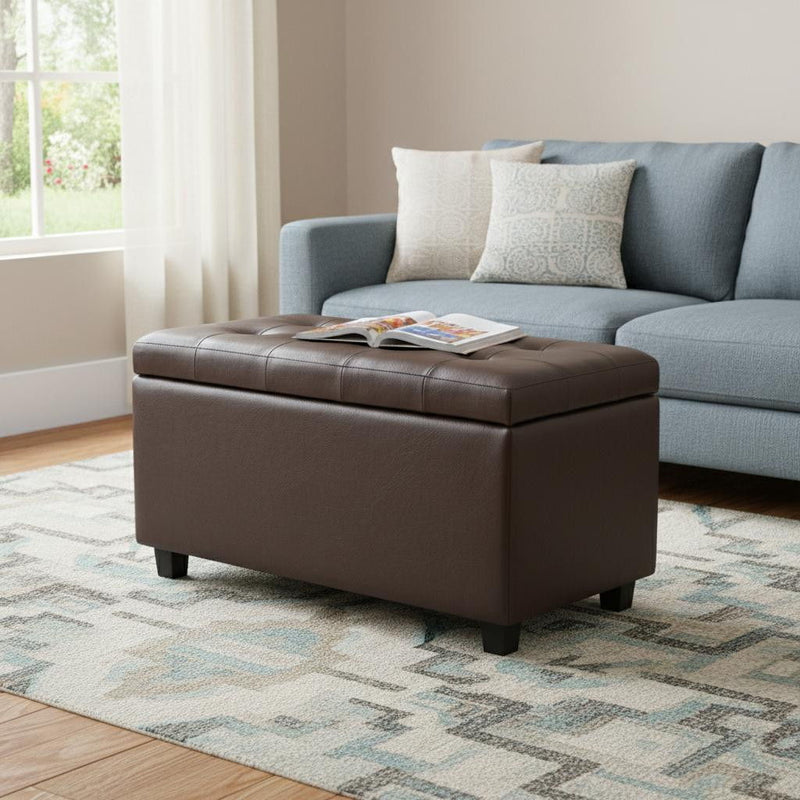 34" Upholstery Storage Ottoman - Dark Brown / Chocolate