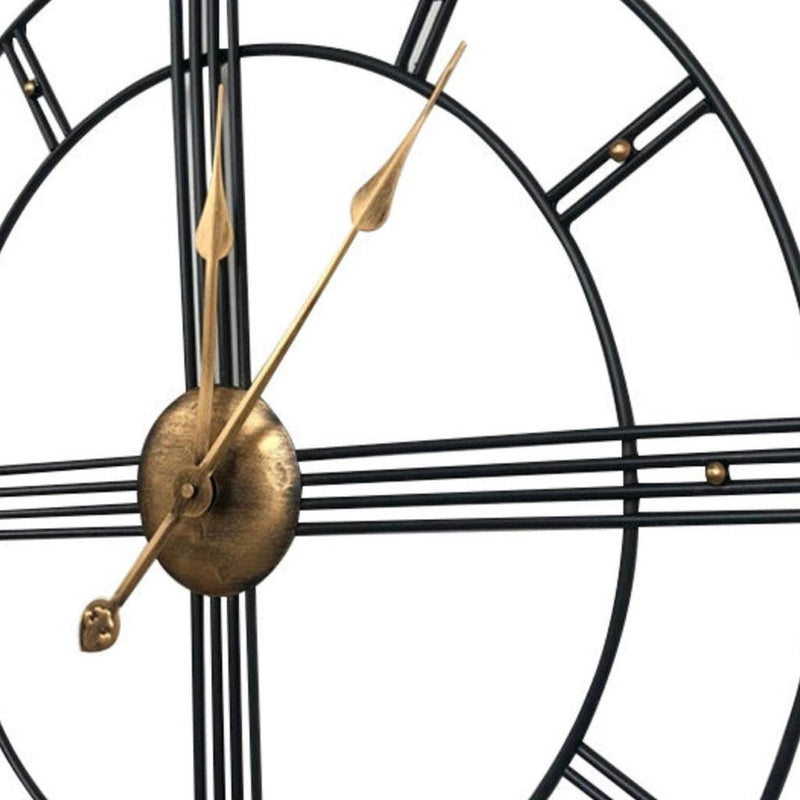 Silent Analog Round Wall Clock - Beige / Black / Brown