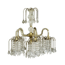 Load image into Gallery viewer, Two Tier Crystal And Brass Hanging Chandelier Light - Clear / Gold

