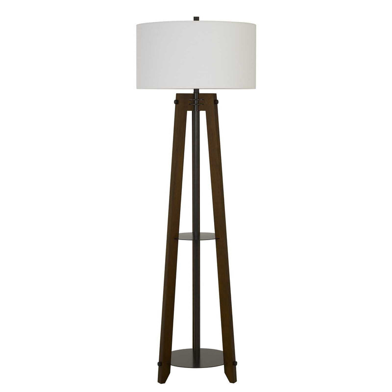 Tripod Floor Lamp With White Rectangular Shade - Brown