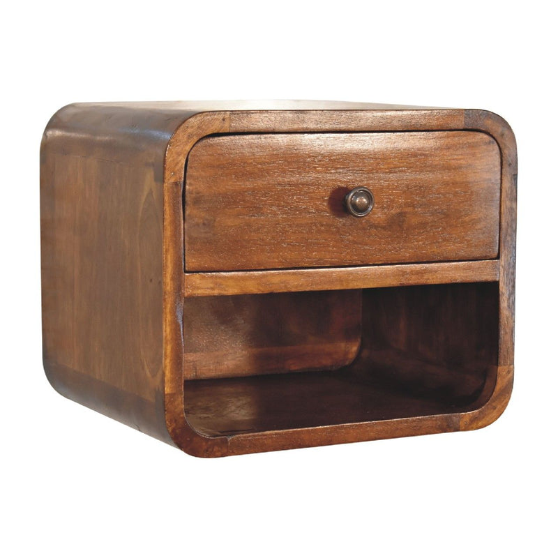 12" Solid Wood One Drawer Floating Nightstand - Chestnut