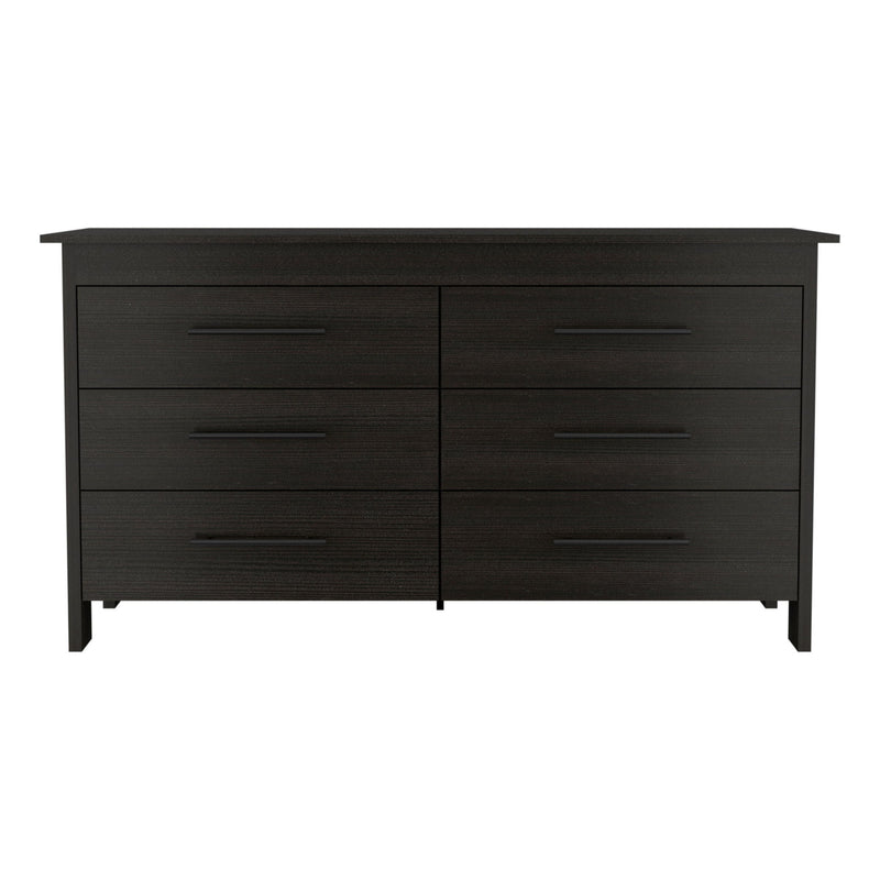 59" Six Drawer Double Dresser - Black