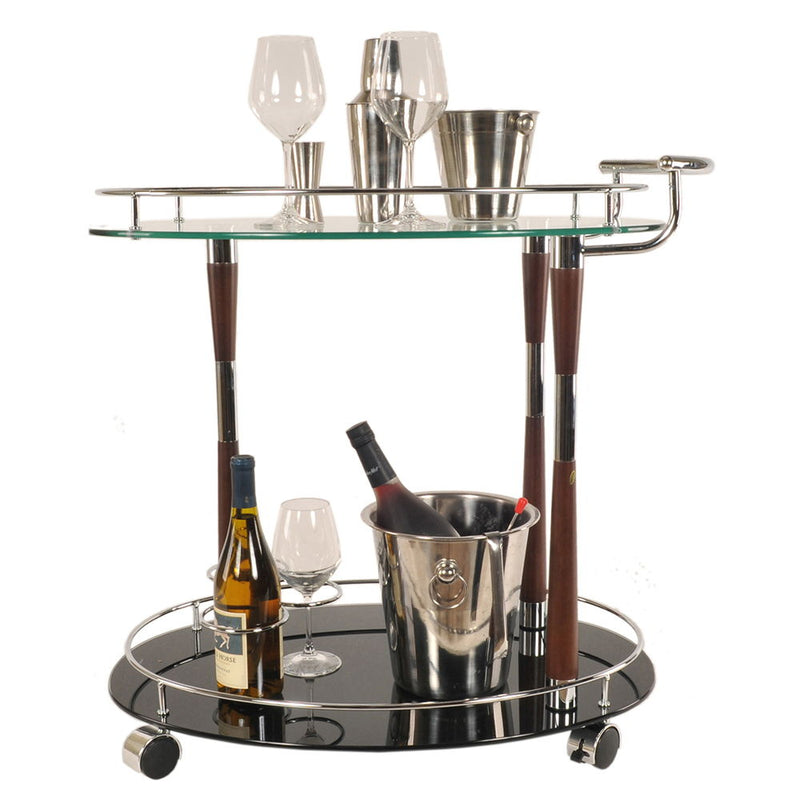 18.75" X 29.75" X 27.375" Chrome Serving Trolley - Pearl Silver
