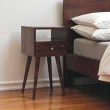 Load image into Gallery viewer, 22" Modern Solid Wood Square One Drawer Nightstand - Walnut
