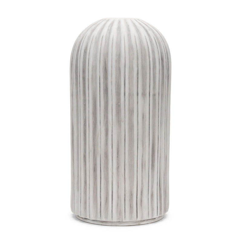 Striped Cylinder Floor Vase (608583) - Gray / White