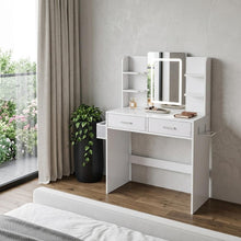 Load image into Gallery viewer, Mirrored Two Drawer Vanity Table Lights - White
