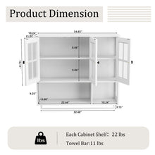 Load image into Gallery viewer, 3 Door Wall Cabinet With Glass Door And Towel Bar
