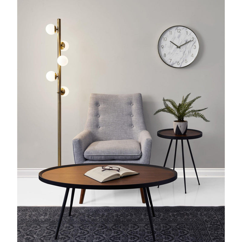 Swirled Sphere Metal LED Floor Lamp - Brass