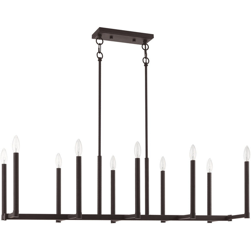 18'' Ten Light Dimmable Chandelier With Shades - Bronze