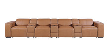 Load image into Gallery viewer, Top Grain Leather Reclining Metal USB Sofa (720422) - Chestnut
