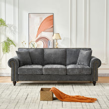 Load image into Gallery viewer, 3 Seater Sofa With Tufted Upholstery, Rolled Arms, Nailhead Trim
