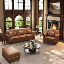 Load image into Gallery viewer, Upholstered Sofa With Nailhead Trim, Rolled Armrests With Ottoman
