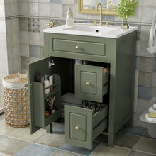 Load image into Gallery viewer, Elegant Bathroom Vanity With Ceramic Sink, Soft Close Doors And Drawers, Double Storage Racks
