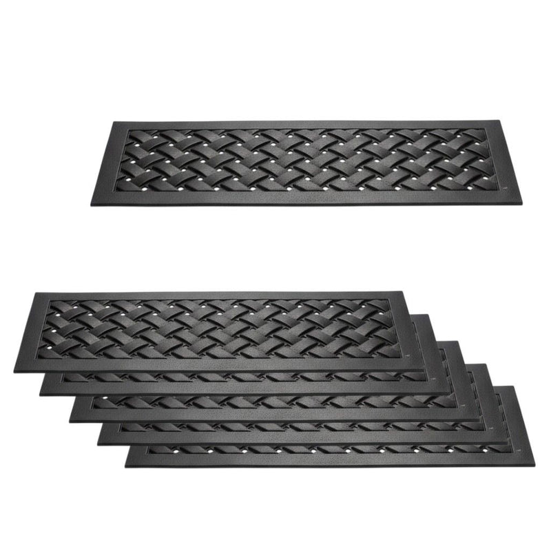 Lattice Outdoor Rubber Stair Treads (Set of 6) - Black