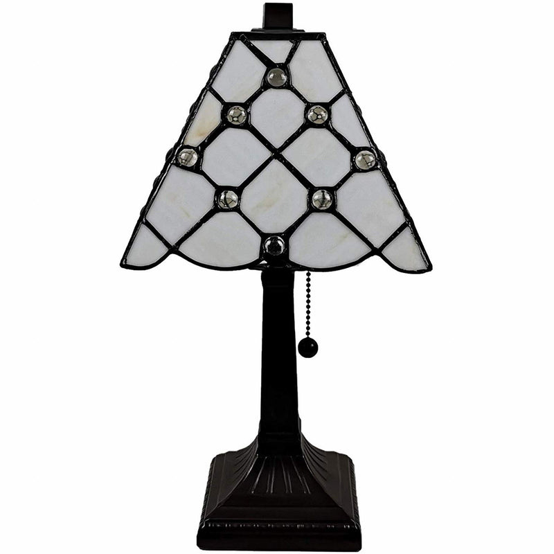 Metal Candlestick Table Lamp With White Empire Shade - Dark Brown