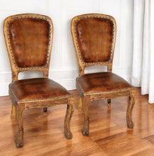 Load image into Gallery viewer, Upholstered Leather King Louis Back Dining Side Chairs (Set of 2) - Mahogany / Brown

