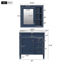 Load image into Gallery viewer, Bathroom Vanity With Top Sink, 2 Doors And 3 Drawers, Freestanding Set With Mirror Cabinet
