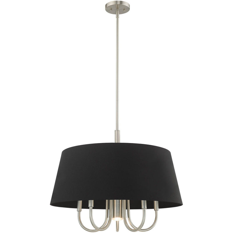 22'' Six-Light Dimmable Chandelier With Shades - Nickel