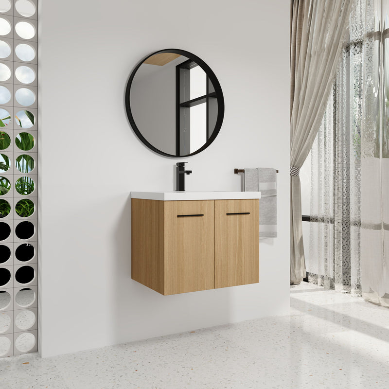 Floating Bathroom Vanity With Sink, Wall Mounted Double Door Storage