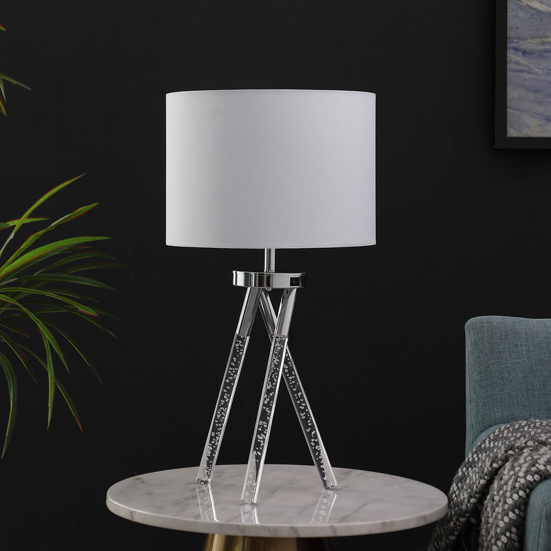 LED Acrylic Tripod Table Lamp With White Shade - Silver