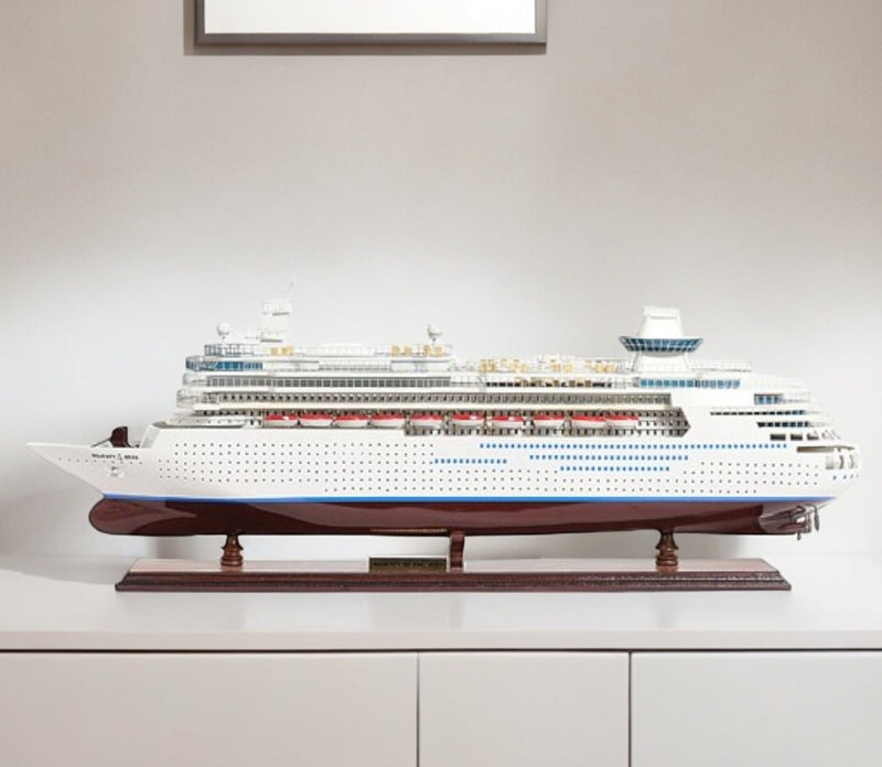 Majesty of the Seas Boat Hand Painted Decorative Boat - Brown / White