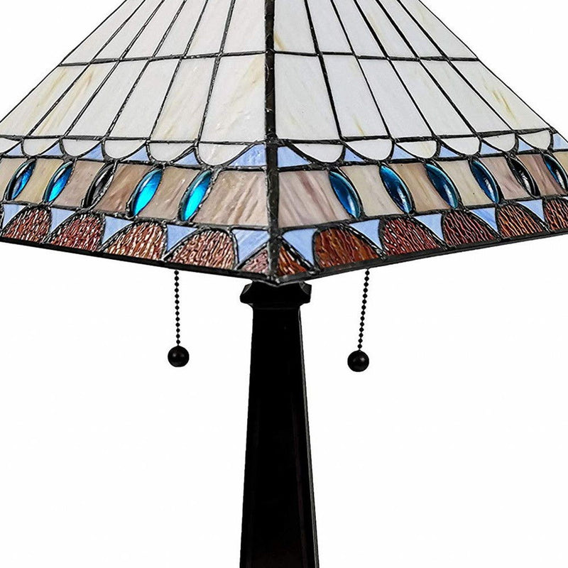22" Metal Two Light Candlestick Table Lamp With Empire Shade - Dark Brown / Off-White