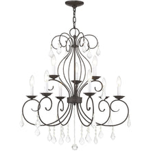 Load image into Gallery viewer, Nine Light Metal Dimmable Chandelier With Shades - Bronze / Clear
