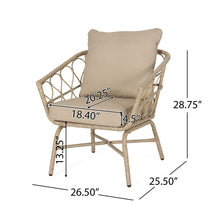 Load image into Gallery viewer, Bruce - Outdoor Club Chair Set With Water Resistant Cushions Rattan And Iron - Brown
