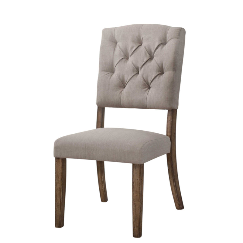 Tufted And Upholstered Linen Open Back Dining Side Chairs (Set of 2) - Cream
