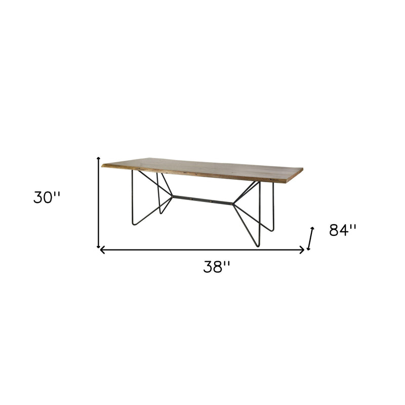 84" Solid Wood And Metal Trestle Base Dining Table - Natural
