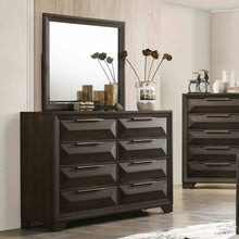 Load image into Gallery viewer, Dresser With Mirror Beveled Bracket Feet Handles 8 Drawers - Espresso
