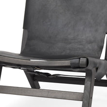 Load image into Gallery viewer, Genuine Leather And Solid Wood Slipper Chair - Black
