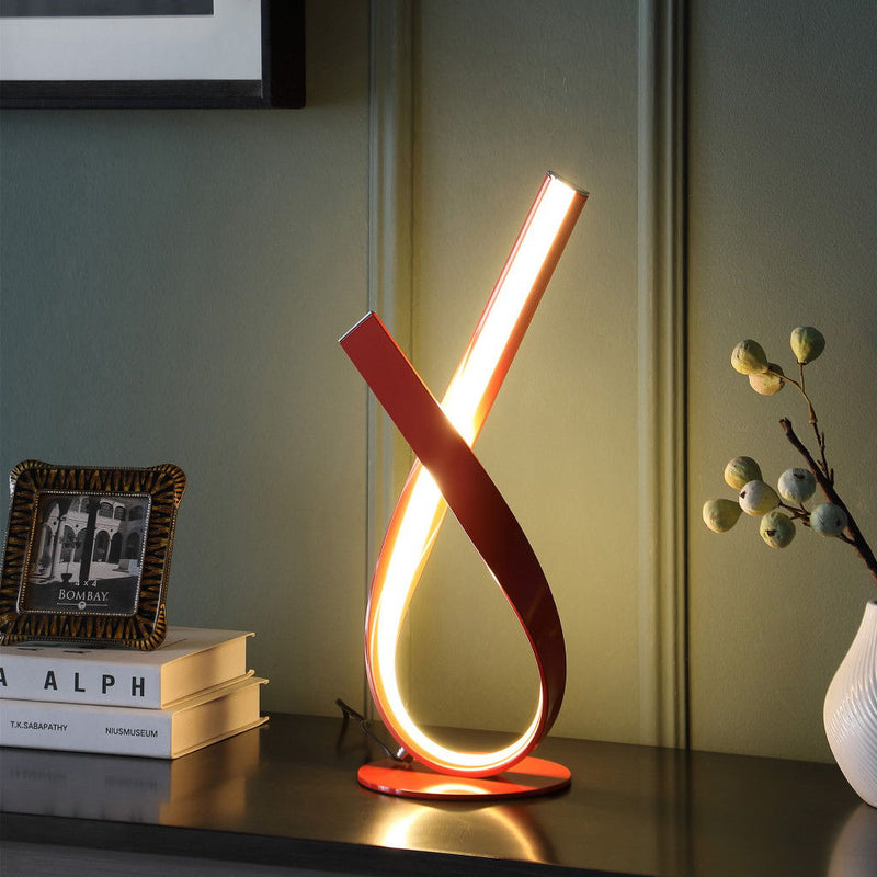 Modern Abstract Ribbons Table Lamp - Red