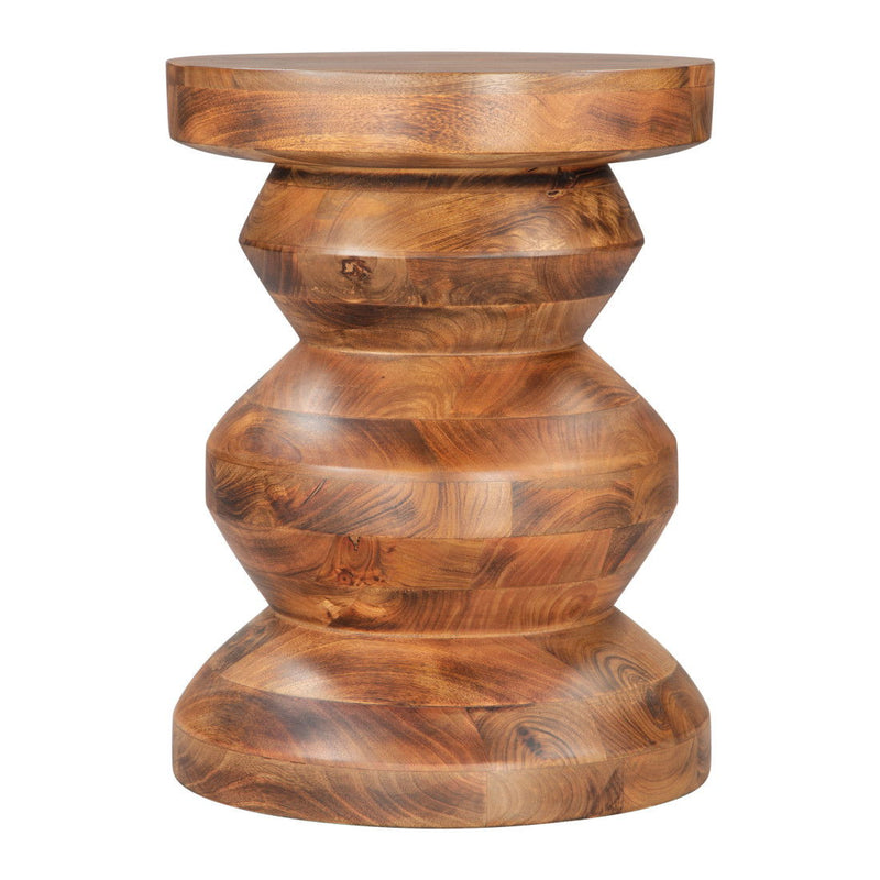 21" Solid Wood Round Pedestal End Table - Brown