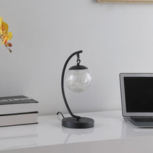 Load image into Gallery viewer, Matte Metal Arched Hanging Orb USB Table Lamp - Black
