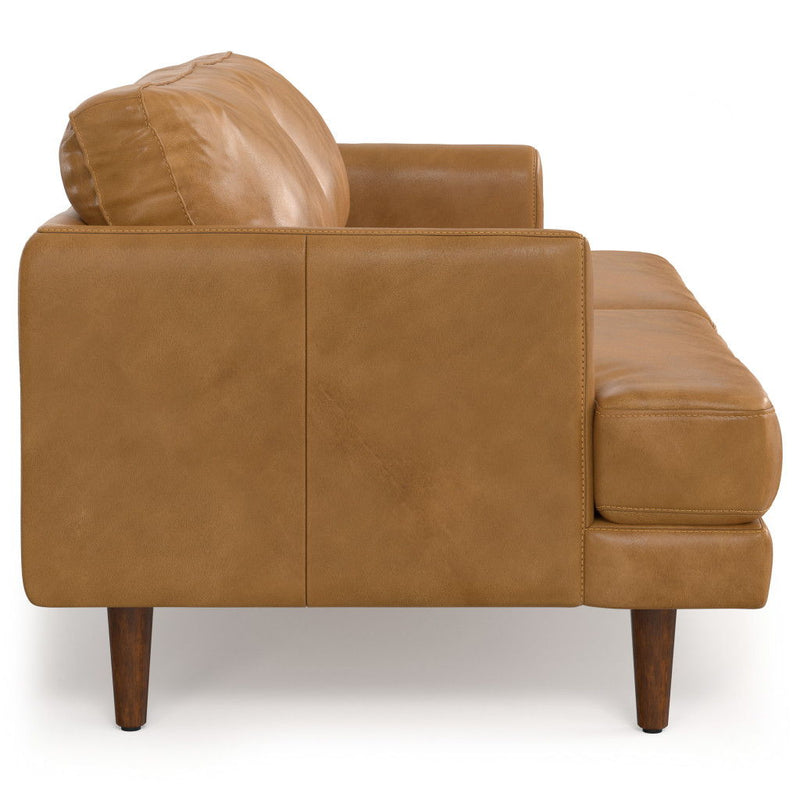 76" Sienna Leather Sofa With Brown Legs - Brown
