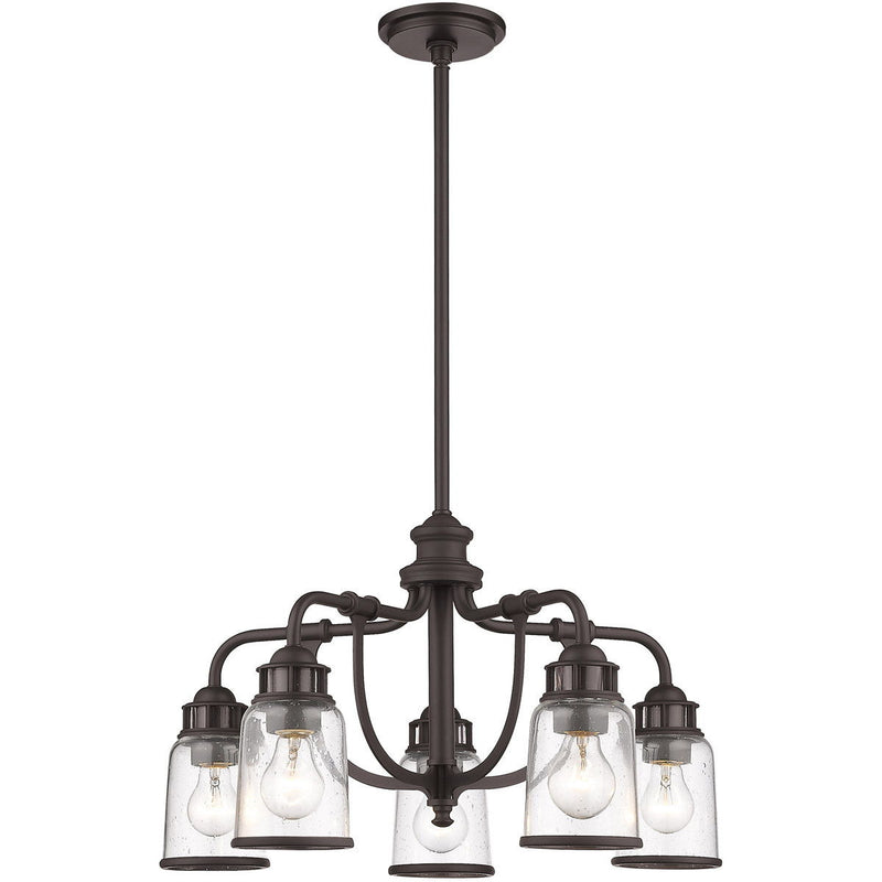 21'' Five Light Dimmable Chandelier With Shades - Bronze