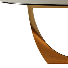 Load image into Gallery viewer, Glass Stainless Steel Pedestal Base Oval Dining Table - Clear / Gold

