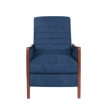 Load image into Gallery viewer, Mid Century Modern Fabric Channel Stitch Wood Pushback Recliner
