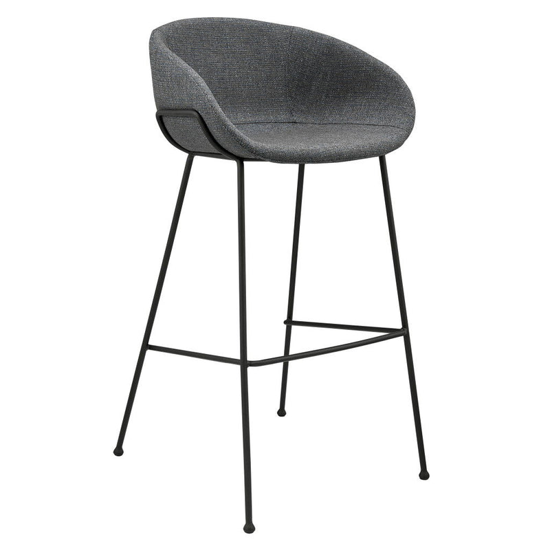 Steel Low Back Bar Height Bar Chairs (Set of 2) - Gray And Black