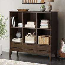 Load image into Gallery viewer, Harper - Low 6 Cube Storage With Drawers - Walnut Brown
