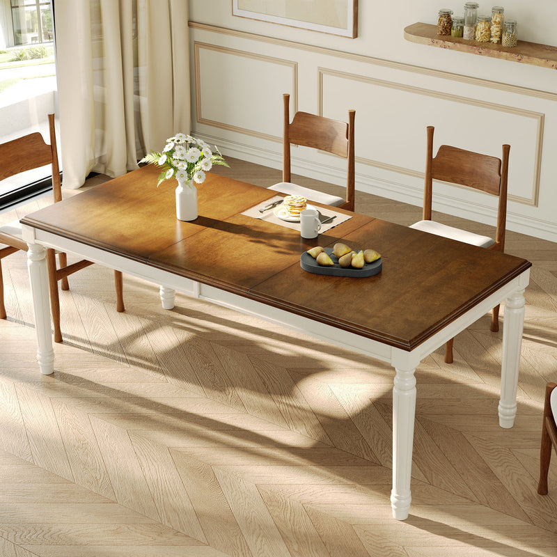 Rectangular Dining Table With Framed Top And Turned Legs - Natural