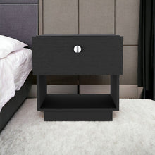 Load image into Gallery viewer, 20" One Drawer Faux Wood Nightstand - Black
