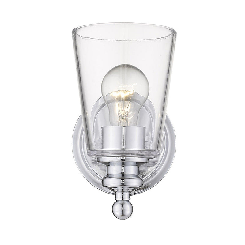 One Light Glass Shade Wall Sconce - Silver