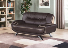 Load image into Gallery viewer, Faux Leather Love Seat - Silver / Brown
