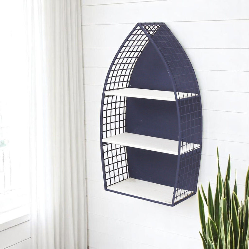Boat Shaped Bookcase (489055) - Navy Blue / White