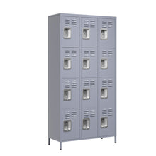 Load image into Gallery viewer, 12 Door Lockers With Lock For Secure Storage Construction - Gray

