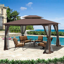 Load image into Gallery viewer, 13 0 Outdoor Patio Gazebo Canopy Tent With Ventilated Double Roof And Mosquito Net (Detachable Mesh Screen On All Sides) Suitable For Lawn Garden Backyard And Deck Top - Brown

