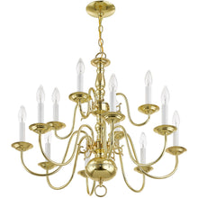 Load image into Gallery viewer, 23" Twelve Light Dimmable Chandelier With Shades - Brass
